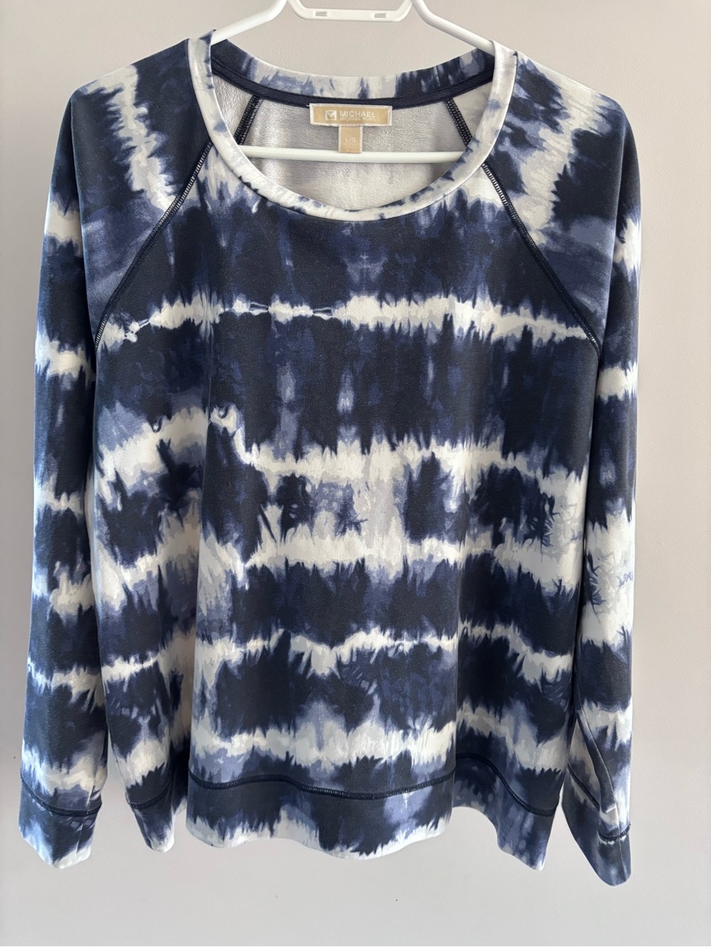 MICHAEL Michael Kors Navy and White Tie-Dye Pullover Sweatshirt